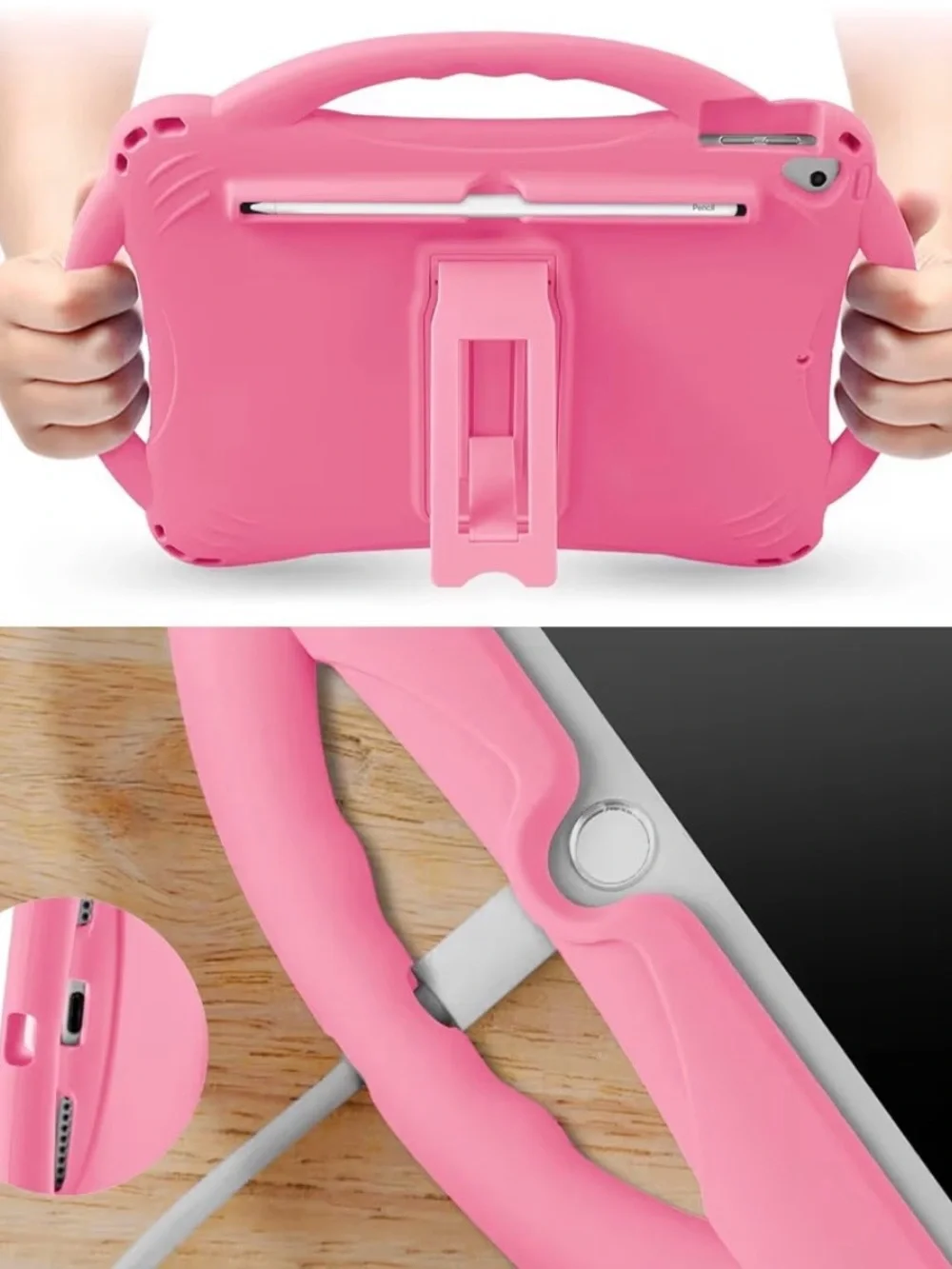 Pink Silicone Tablet Carrying Case with Strap